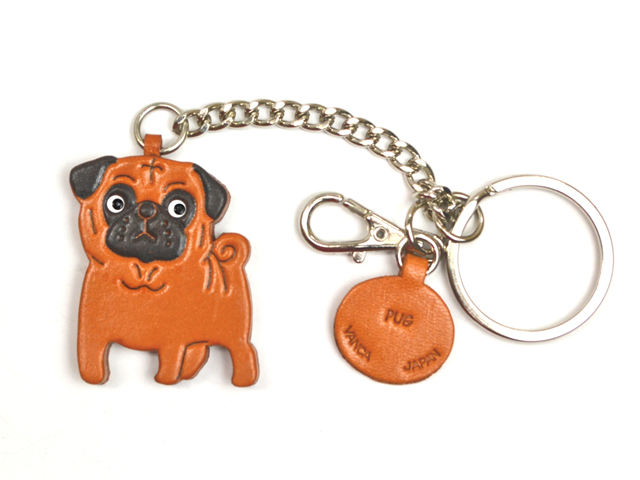 PUG LEATHER RING CHARM