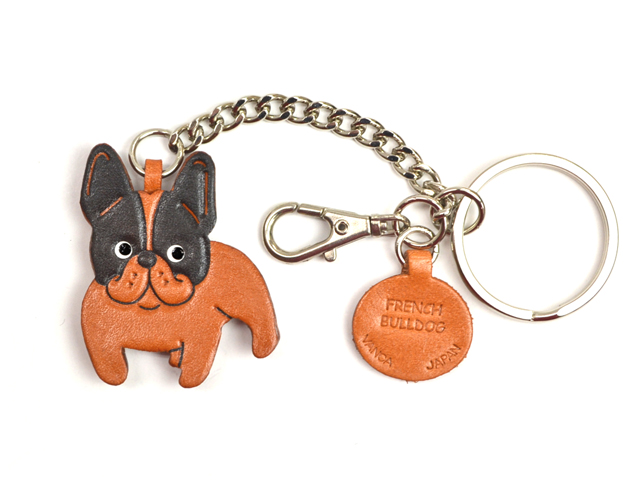 FRENCH BULLDOG LEATHER RING CHARM