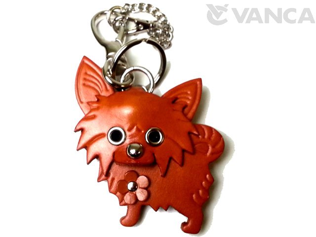 CHIHUAHUA LONG HAIRD LEATHER DOG BAG CHARM