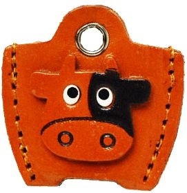 LEATHER KEY COVER CAP KEYCHAIN COW