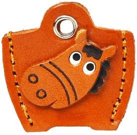 LEATHER KEY COVER CAP KEYCHAIN HORSE