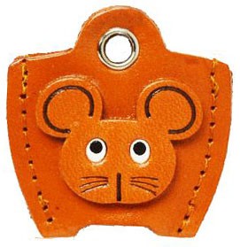 LEATHER KEY COVER CAP KEYCHAIN MOUSE