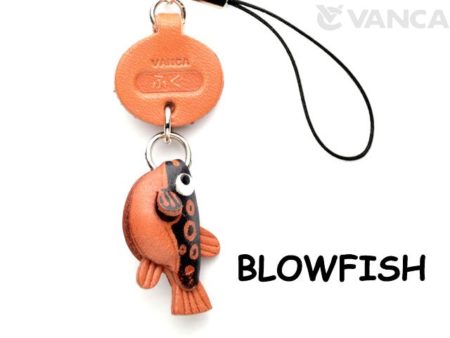 GLOBE/BLOW/PUFFER FISH LEATHER CELLULARPHONE CHARM FISH