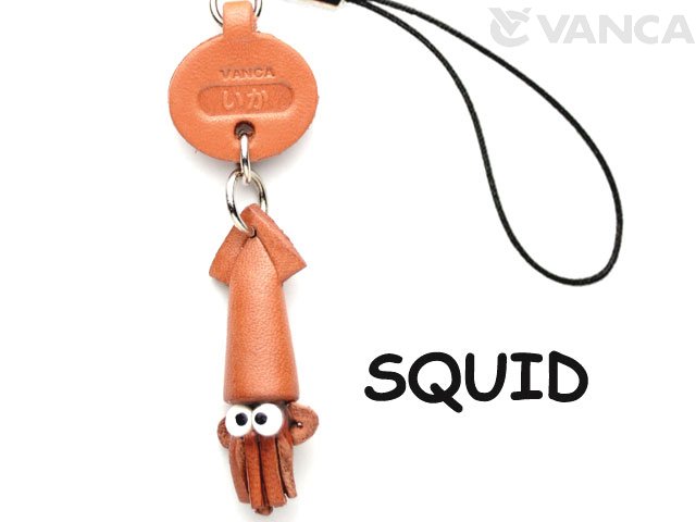 SQUID LEATHER CELLULARPHONE CHARM FISH
