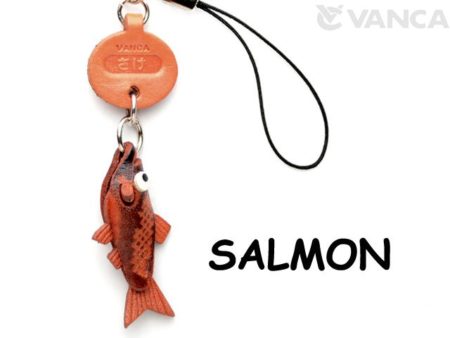 SALMON LEATHER CELLULARPHONE CHARM FISH