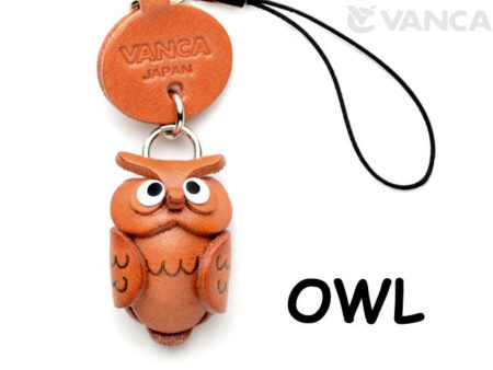 OWL LEATHER CELLULARPHONE CHARM ANIMAL