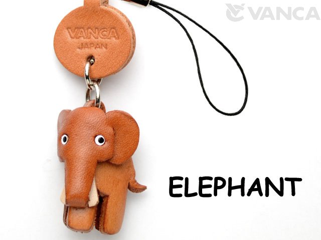 ELEPHANT LEATHER CELLULARPHONE CHARM ANIMAL