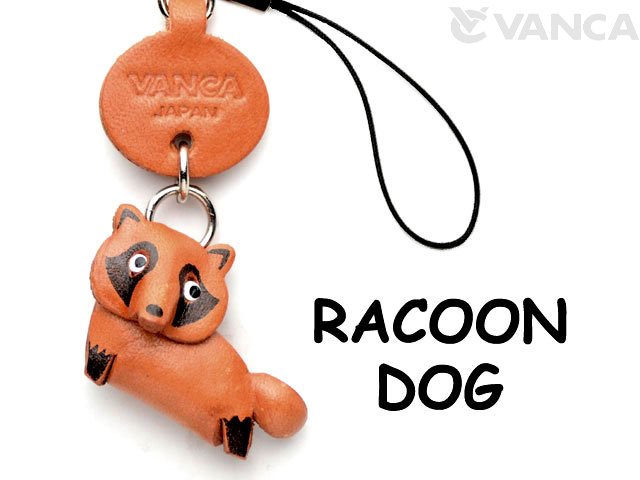 RACCOON DOG LEATHER CELLULARPHONE CHARM ANIMAL