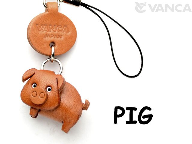 PIG LEATHER CELLULARPHONE CHARM ANIMAL