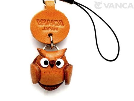 OWL LEATHER CELLULARPHONE CHARM MASCOT
