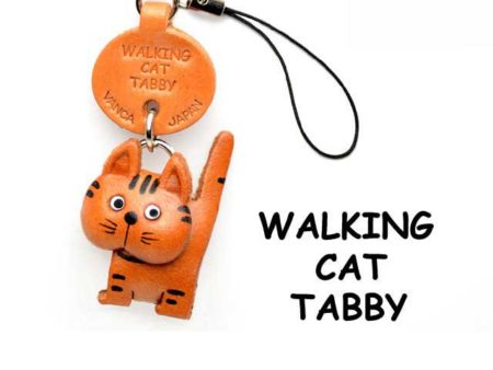 TABBY WALKING LEATHER CELLULARPHONE CHARM CAT