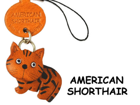 AMERICAN SHORTHAIR LEATHER CELLULARPHONE CHARM CAT