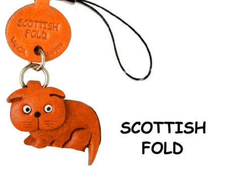 SCOTTISH FOLD LEATHER CELLULARPHONE CHARM CAT