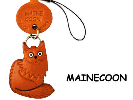MAIN COON LEATHER CELLULARPHONE CHARM CAT