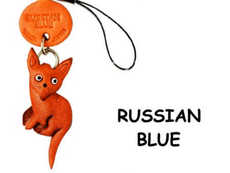 RUSSIAN BLUE LEATHER CELLULARPHONE CHARM CAT