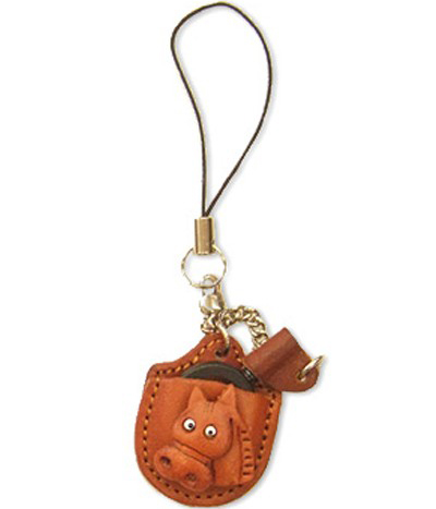 HORSE LEATHER CELLULARPHONE CHARM MAGNIFYING GLASS VANCA