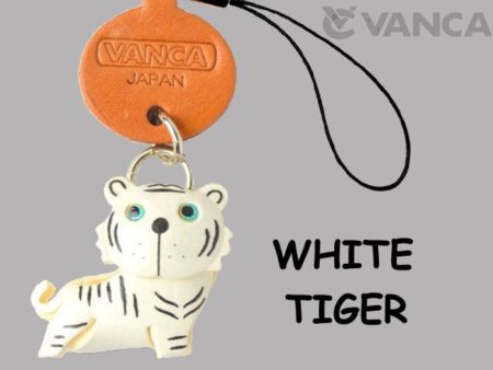 WHITE TIGER LEATHER CELLULARPHONE CHARM