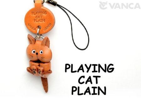 PLAYING LEATHER CELLULARPHONE CHARM CAT