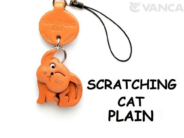 SCRATCHING LEATHER CELLULARPHONE CHARM CAT