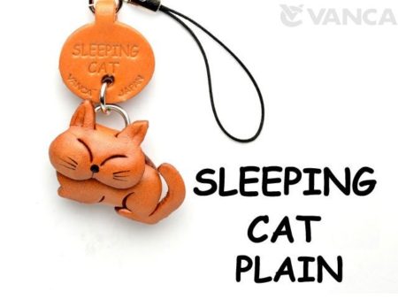 SLEEPING LEATHER CELLULARPHONE CHARM CAT