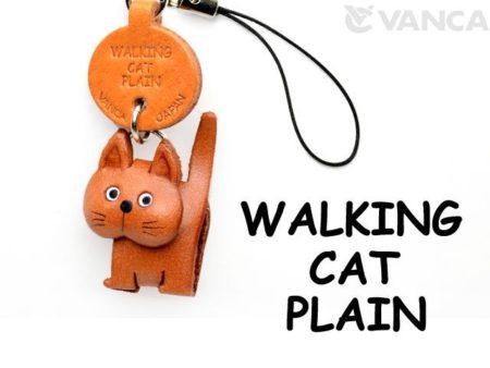 WALKING LEATHER CELLULARPHONE CHARM CAT