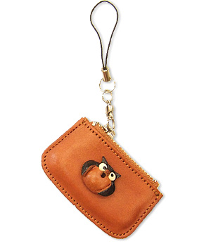 OWL LEATHER CELLULARPHONE CHARM CHANGE PURSE