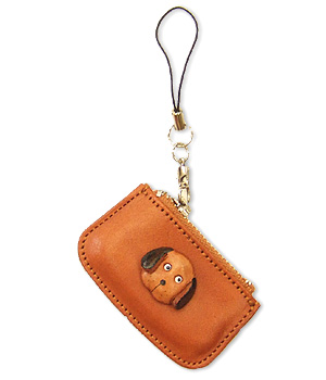 DOG LEATHER CELLULARPHONE CHARM CHANGE PURSE