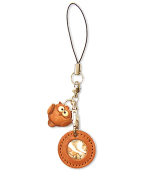 OWL LEATHER CELLULARPHONE CHARM PICTURE FRAME ROUND