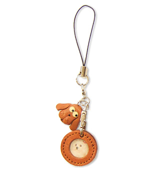 DOG LEATHER CELLULARPHONE CHARM PICTURE FRAME ROUND
