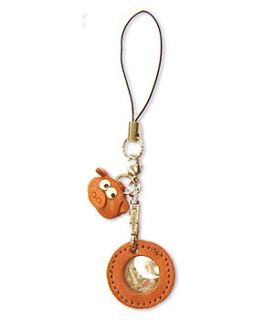 PIG LEATHER CELLULARPHONE CHARM PICTURE FRAME ROUND