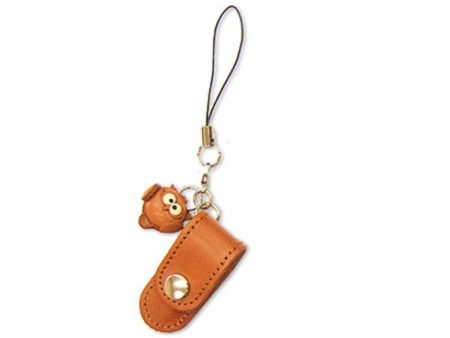 OWL LEATHER CELLULARPHONE CHARM PENCIL CASE