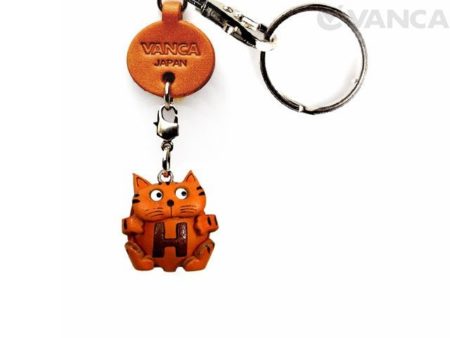 INITIAL CAT H LEATHER ANIMAL KEYCHAIN