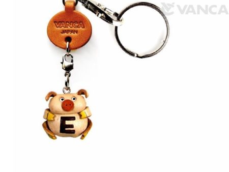 INITIAL PIG E LEATHER ANIMAL KEYCHAIN