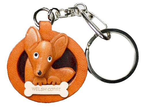 Golden Retriever 3D Leather Dog plate Keychain *VANCA* handmade in Japan#26533