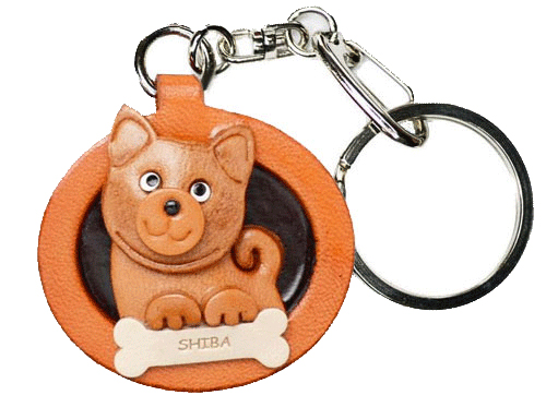 SHIBA LEATHER DOG PLATE KEYCHAIN