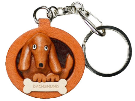 DACHSHUND SMOOTH LEATHER DOG PLATE KEYCHAIN