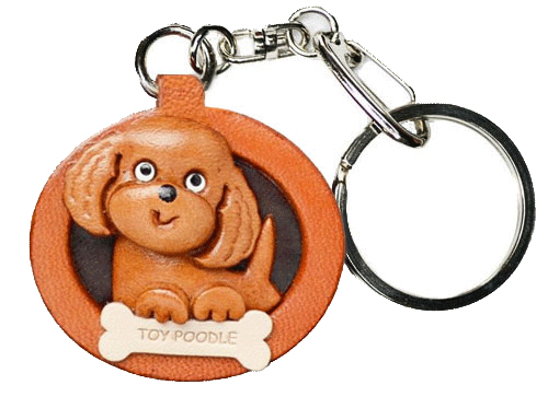 TOY POODLE LEATHER DOG PLATE KEYCHAIN
