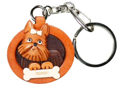 YORKSHIRE TERRIER LEATHER DOG PLATE KEYCHAIN