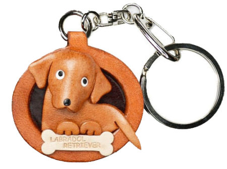 LABRADOR RETRIEVER LEATHER DOG PLATE KEYCHAIN