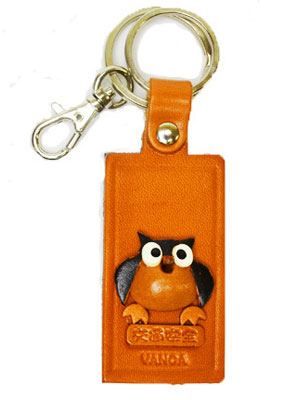 OWL LEATHER NAME PLATE HOLDER KEYCHAIN