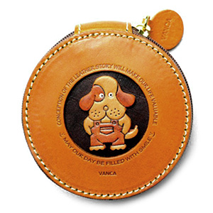 DOG HANDMADE GENUINE LEATHER ANIMAL ROUND COIN CASE