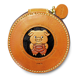 PIG HANDMADE GENUINE LEATHER ANIMAL ROUND COIN CASE