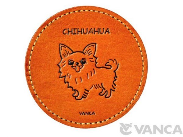 LEATHER COASTER CHIHUAHUA LONG HAIRD