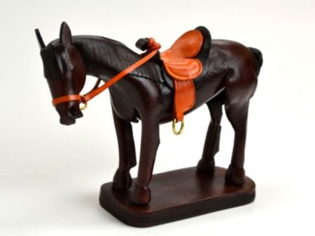 LEATHER ORNAMENT HORSE:BLACK