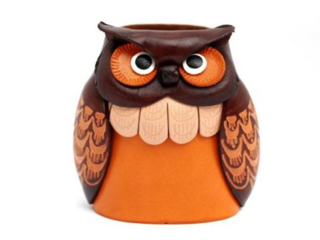 OWL HANDMADE GENUINE LEATHER EYEGLASSES HOLDER/STAND