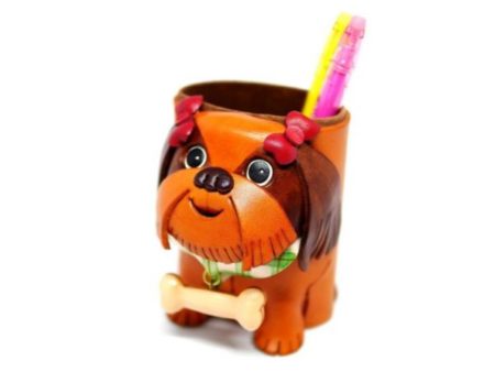 SHIH TZU HANDMADE LEATHER EYEGLASSES HOLDER/STAND