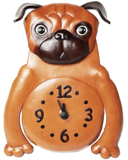 PUG JAPANESE LEATHER WALL CLOCK