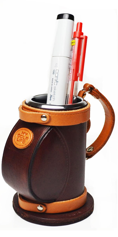 GOLF BAG JAPANESE LEATHER PEN STAND