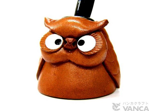 OWL LEATHER DESK PEN STAND
