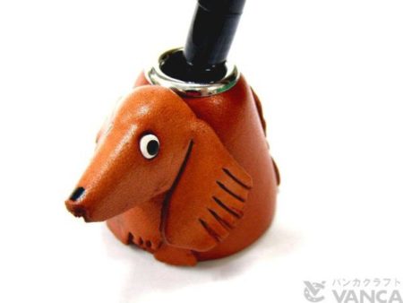 DACHSHUND LEATHER DOG DESK PEN STAND